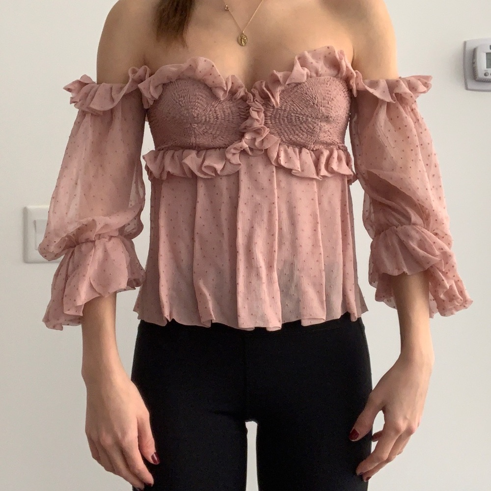Tom Ford women pink shirt off the shoulder